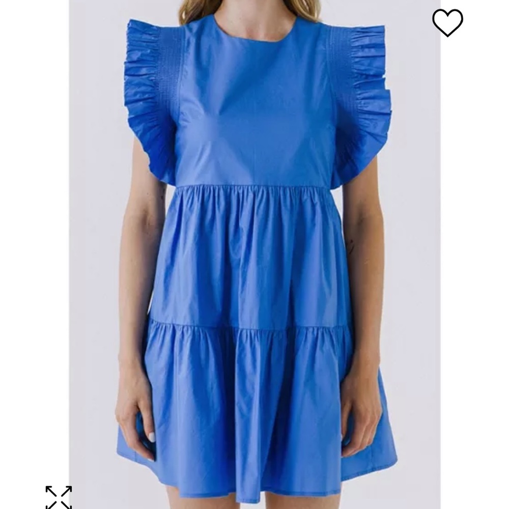 NWT English Factory Ruffle Babydoll Dress- Blue